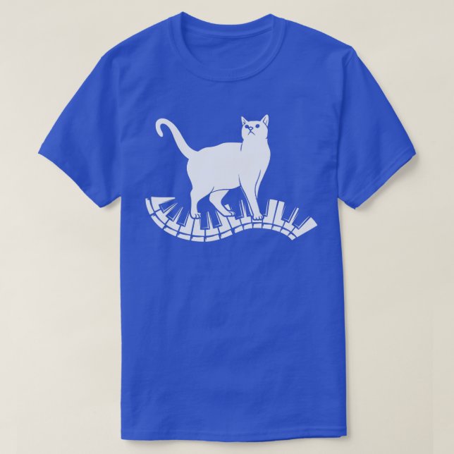 Camiseta Piano Engraçado Música Design de Gato Homens Mulhe (Frente do Design)