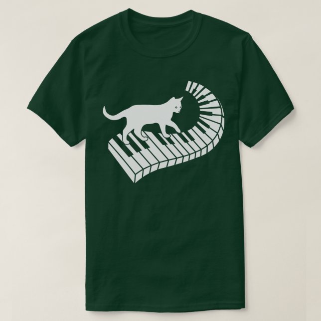 Camiseta Piano Gato Engraçado Piano Player Musico Teclado P (Frente do Design)