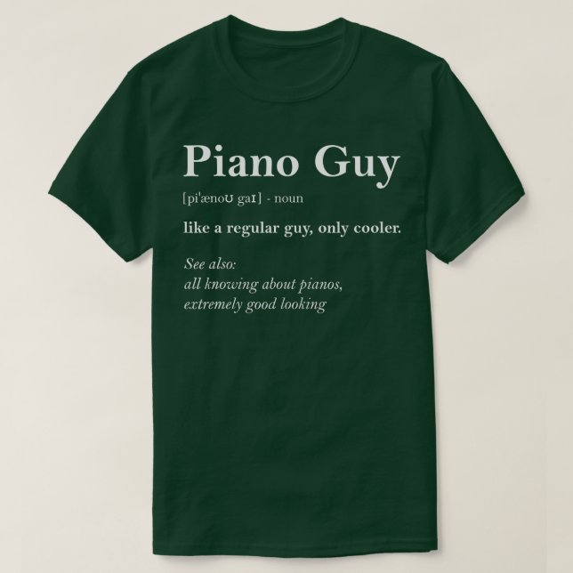 Camiseta Piano Gift Piano Piano Piano com Definição de Cara (Frente do Design)