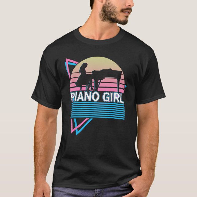 Camiseta Piano Girl Keyboard Retro (Frente)