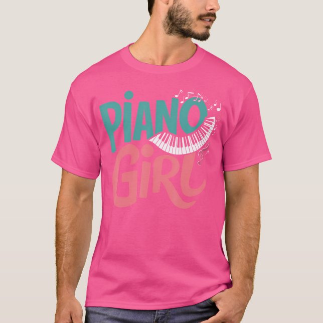 Camiseta Piano Girl Pianist Music 	 Small Black (Frente)