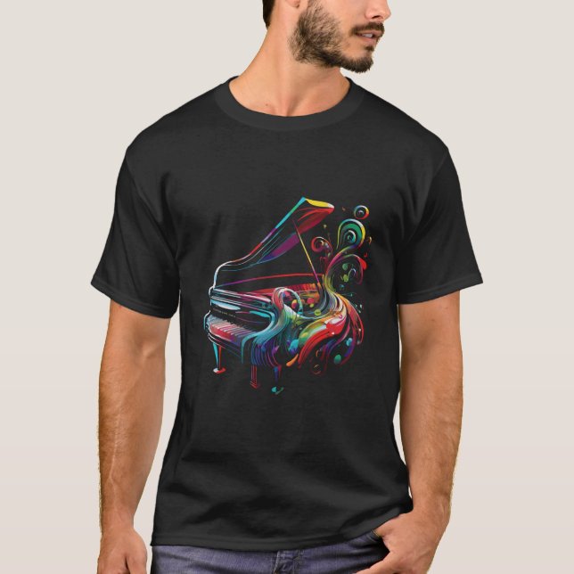 Camiseta Piano Jogador Belo Piano Colorido (Frente)
