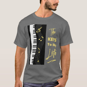 Camiseta Piano Keyboard Jogadores Diversão Notas de Músic
