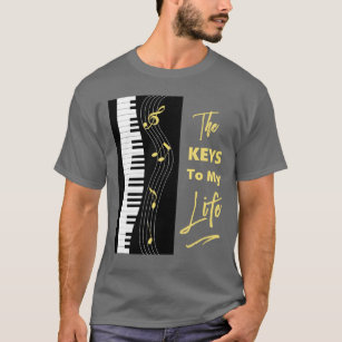 Camiseta Piano Keyboard Jogadores Diversão Notas de Música 