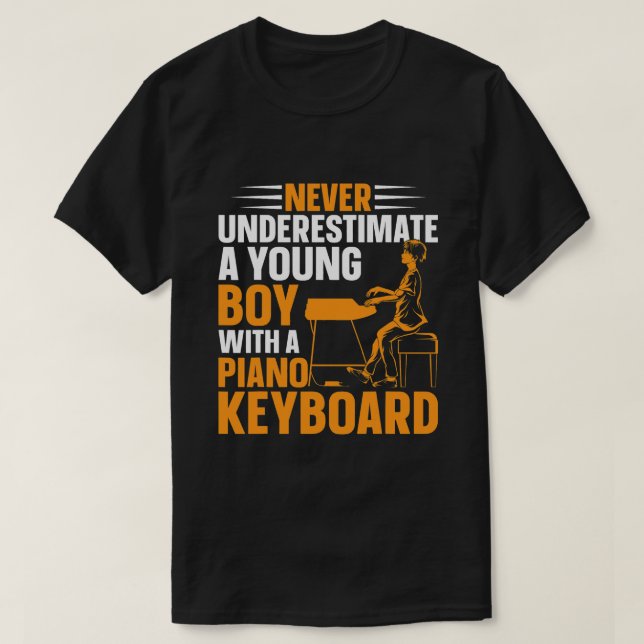 Camiseta Piano Keyboard Pianista Um Jovem Com Piano Ke (Frente do Design)