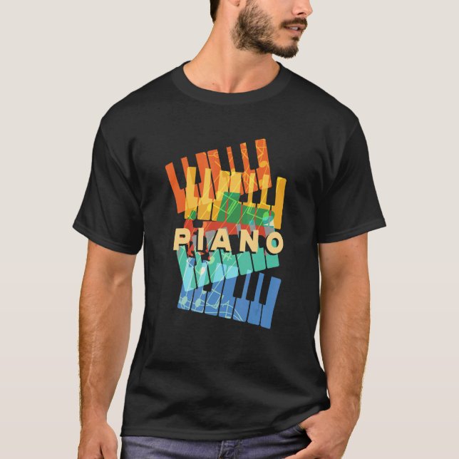 Camiseta Piano Keyboard Piano Player Pianista Orche Músico  (Frente)