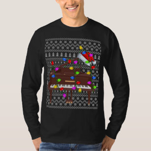 Camiseta Piano Lighting Xmas Sweet Ugly Piano Natal