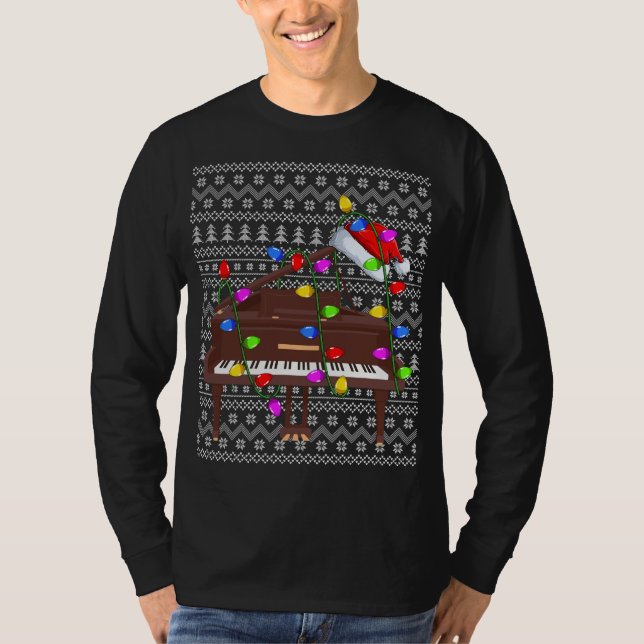 Camiseta Piano Lighting Xmas Sweet Ugly Piano Natal (Frente)