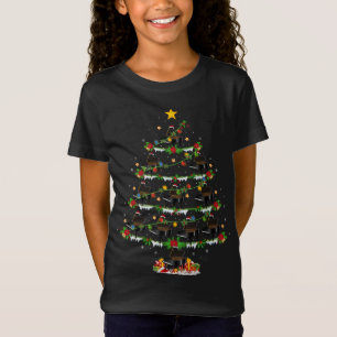 Camiseta Piano Music Lover Xmas Luzes Piano Árvore de Natal