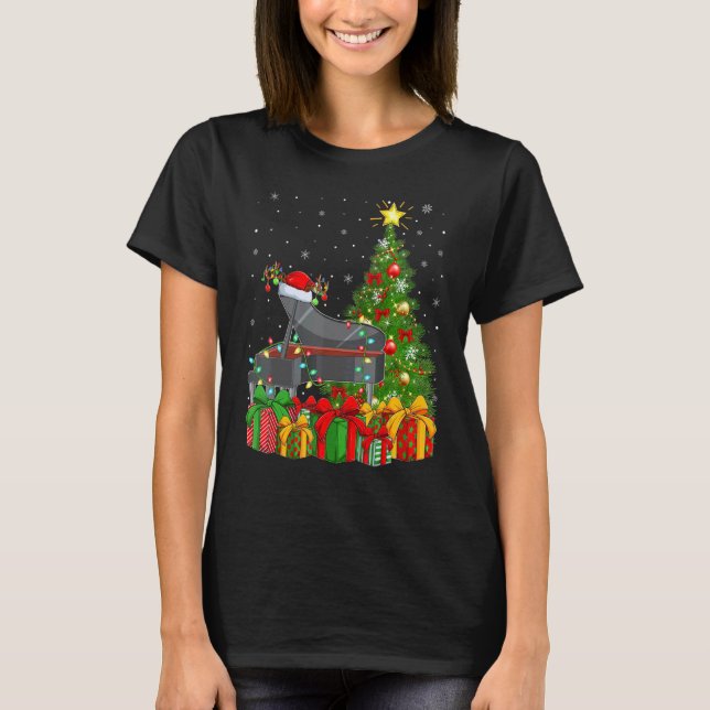 Camiseta Piano Music   Xmas Holiday Santa Piano Christmas T (Frente)