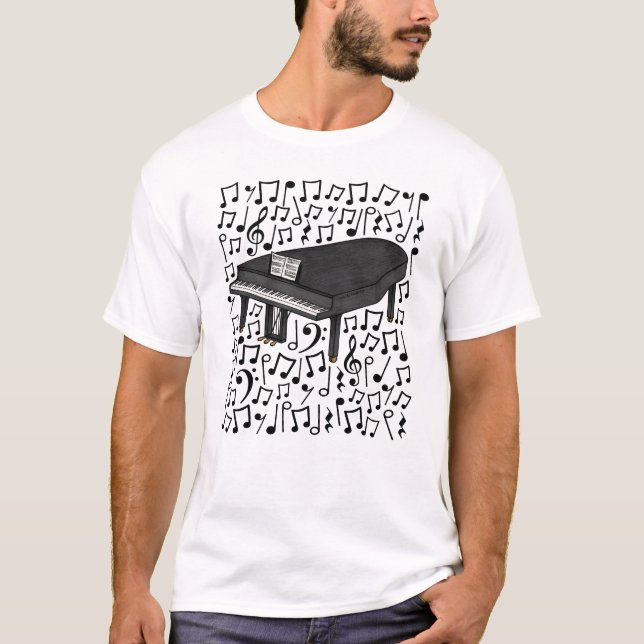 Camiseta Piano - Musical Notes Pianista (Frente)