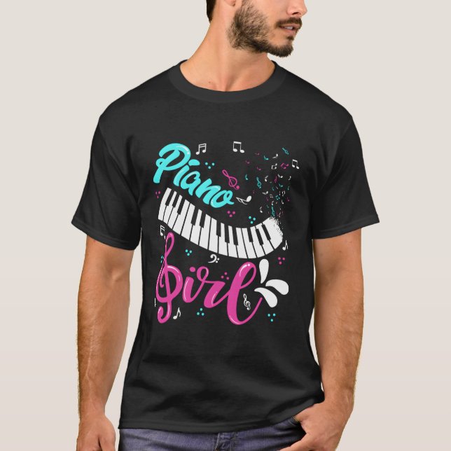 Camiseta Piano Musical Pianist Keyboard Pianist Notas de Mú (Frente)