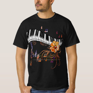 Camiseta Piano Musically Keyboard Gold Flower