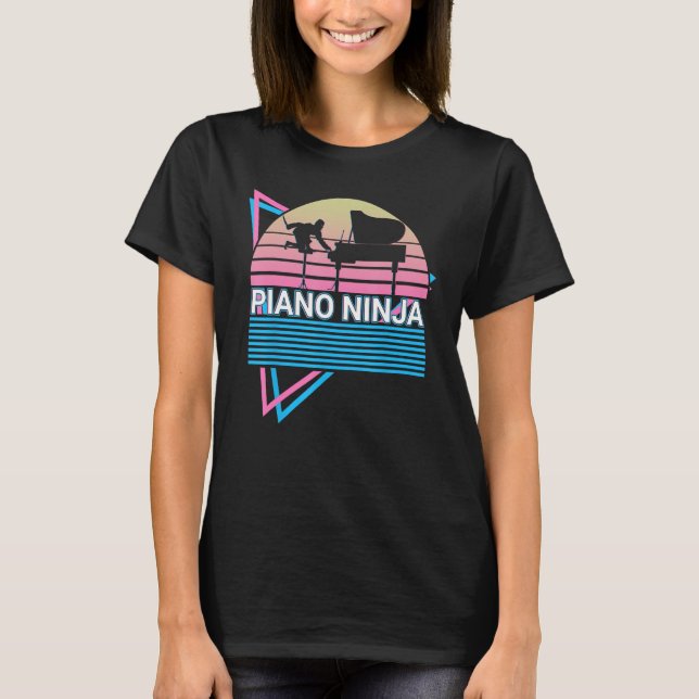 Camiseta Piano Ninja Keyboard Piano Retro (Frente)