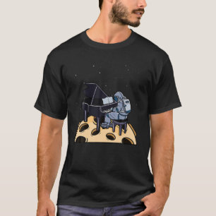 Camiseta Piano Player Space Astronauta Moon Instrumento Mús