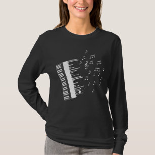 Camiseta Piano Player Voando Notas de Música Pianista
