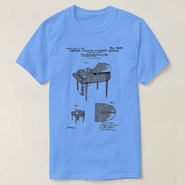 Camiseta Piano preto-e-piano Wurlitzer (2) (Frente do Design)