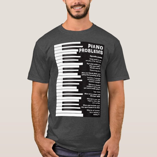 Camiseta Piano Problema Engraçados No Teclado (Frente)
