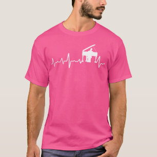 Camiseta Piano Pulsação do Coração Pianista Piano de Cauda