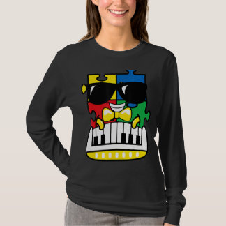 Camiseta Piano Quebra-cabeça Piano Cute Autismo Pianista e 