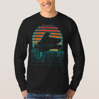 Camiseta Piano Retro Wave Futurism 80s Sunset Para Pianista
