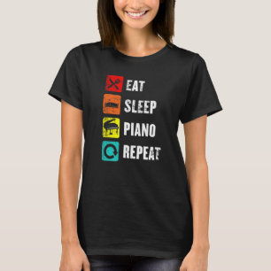 Camiseta Piano Slogan Coma Sono Repetir Êxito Reproduzir Mú