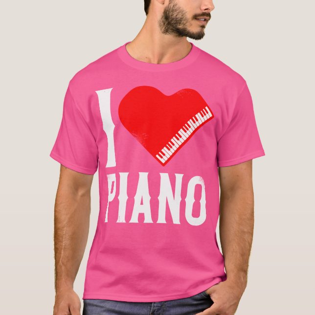 Camiseta Piano Teacher Pianist Heart I Love Piano (Frente)