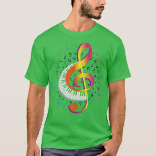 Camiseta Piano Treble Clef Retro Musical Pianista