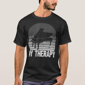 Camiseta Piano Vintage É Minha Terapia Música Pia