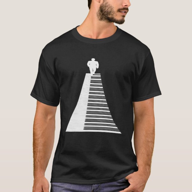 Camiseta Piano Walker T Shirt Abstrato Music Keyboard Shirt (Frente)