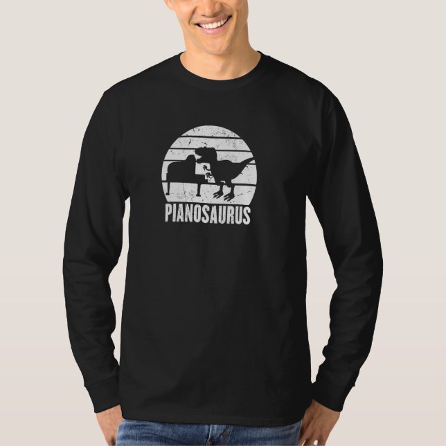 Camiseta Pianossauro Dino Tocando Piano Grande Concertos (Frente)