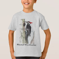 Pica-pau de Pileated no t-shirt dos miúdos