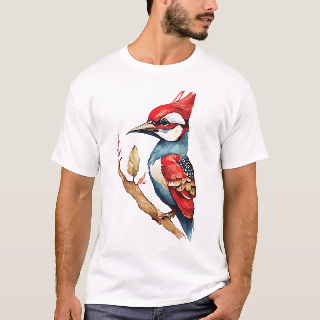 Camiseta Pica-pau vermelho e azul (Frente)