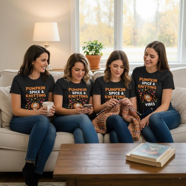 Camiseta Picada de abóbora e tricô das víblias caem no outo (Criador carregado)