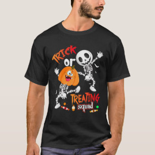 Camiseta Picado Ou Tratar Pumpkin De Esqueleto De Halloween