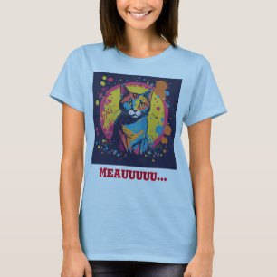 Camiseta Picasso Sussurrado: Pintor Gato Teto Azul Claro