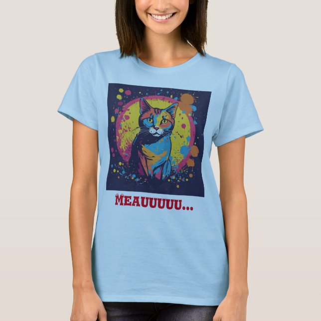 Camiseta Picasso Sussurrado: Pintor Gato Teto Azul Claro (Frente)