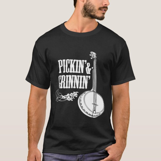 Camiseta Pickin Grinnin Banjo Playing (Frente)