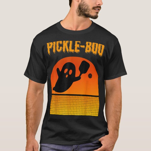 Camiseta Pickle Boo Ghost Jogando Pickleball no Custo das H (Frente)