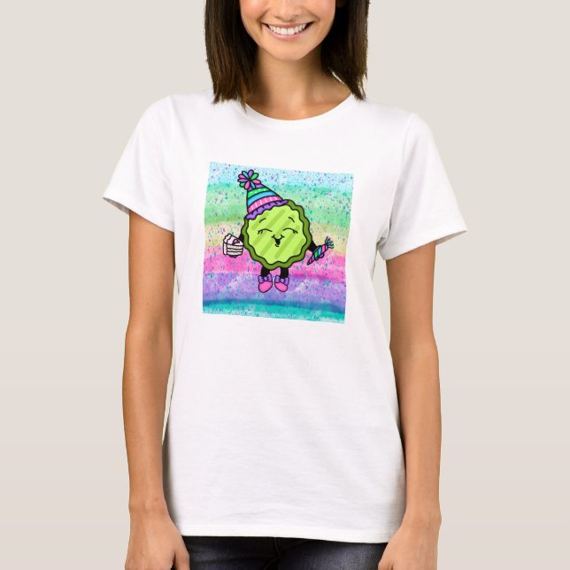 Camiseta Pickle de aniversário | Chapéu de Aniversário Rosa (Frente)