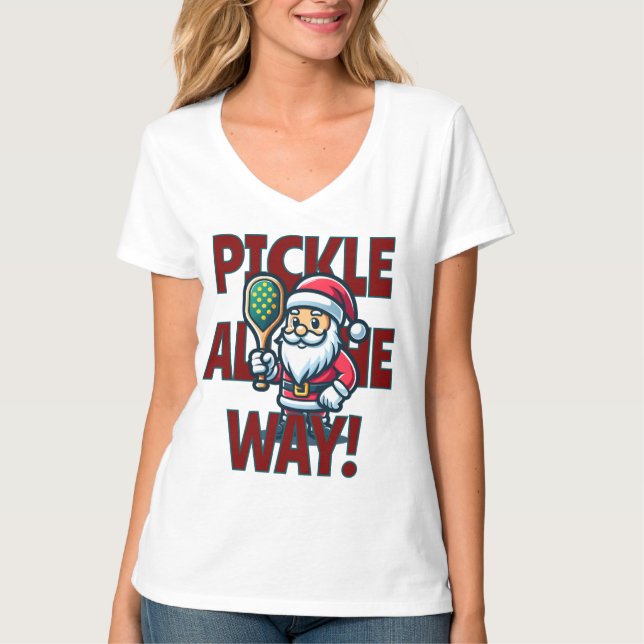 Camiseta Pickle SANTA CLAUS! Mascote de Pickleball (Frente)