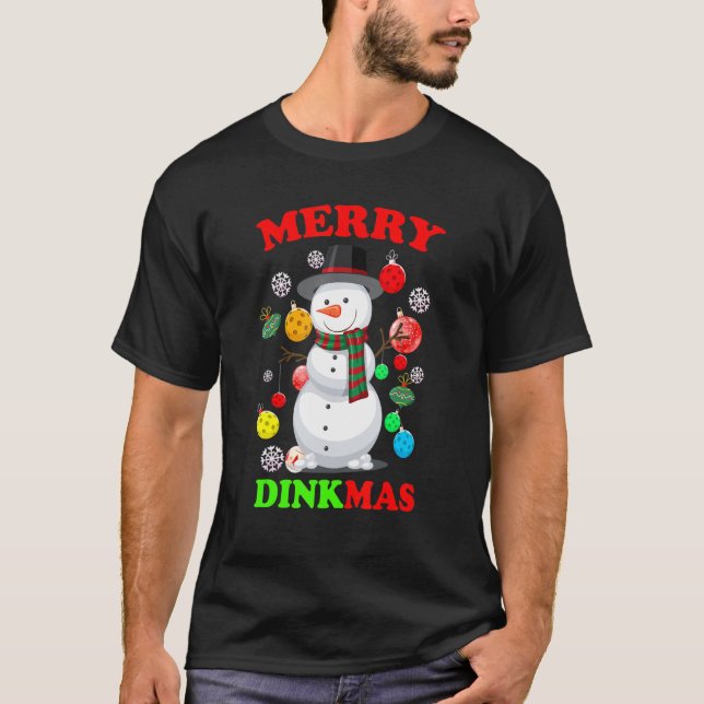 Camiseta Pickleba de Natal Snowman Lights Pickleba (Frente)