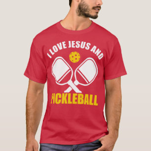 Camiseta Picklebal Eu Amo Jesus E Pickleball Citação Christ