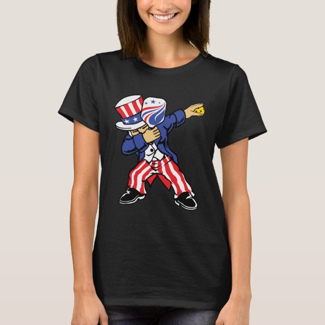 Camiseta Pickleball American Flag 4th of July Uncle Sam Dab (Frente)