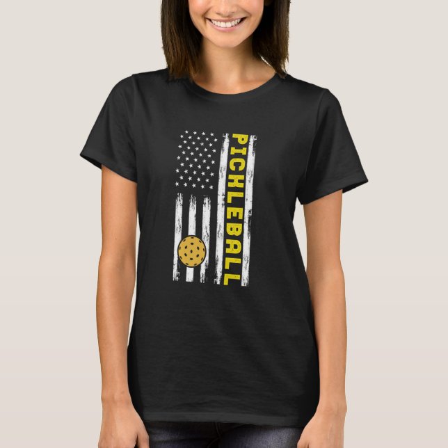Camiseta Pickleball American Flag Pickleball Ball Lo (Frente)