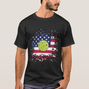 Camiseta Pickleball American Flag US Racket Paddle Ball