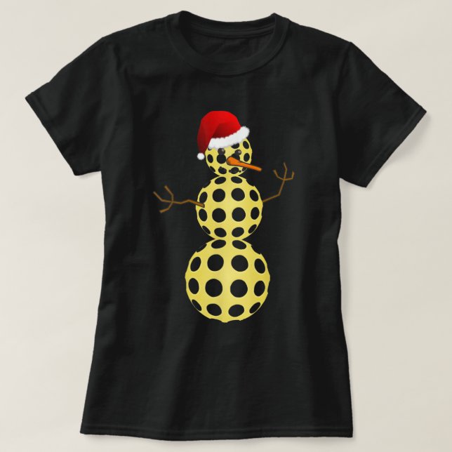 Camiseta Pickleball Christmas Funny Pickleball Snowman 531 (Frente do Design)