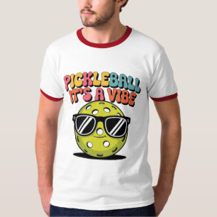 Camiseta Pickleball com adesivo de óculos de sol e camisa-T