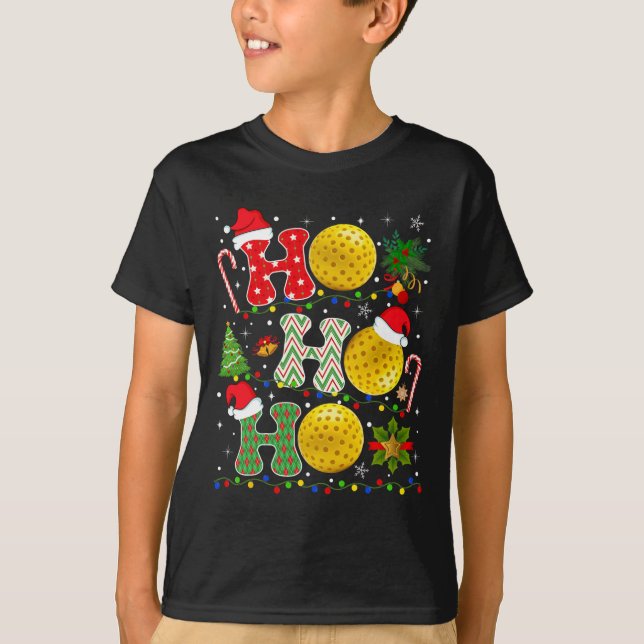 Camiseta Pickleball De Árvore De Natal Ho Ho Ho Papais noei (Frente)
