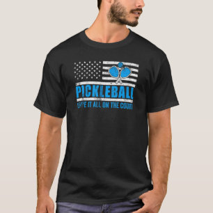 Camiseta Pickleball de Bandeira Americana Deixa Tudo Na Cor